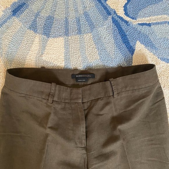 BCBG Dar Green Linen Pants - Size 6 - Picture 5 of 8